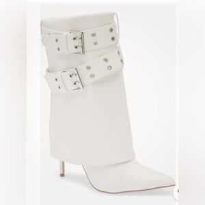 White Women's Buckle Ankle Boots